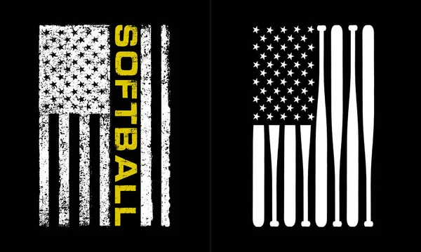 Desain Softball Bat Logo - Stok Vektor