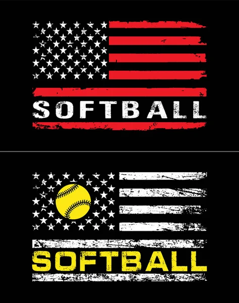 Softball Flag T-Shirt Design