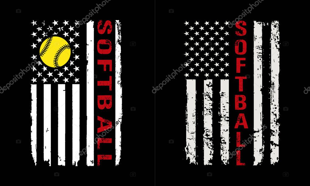 Softball 4th Of July T Shirt Design