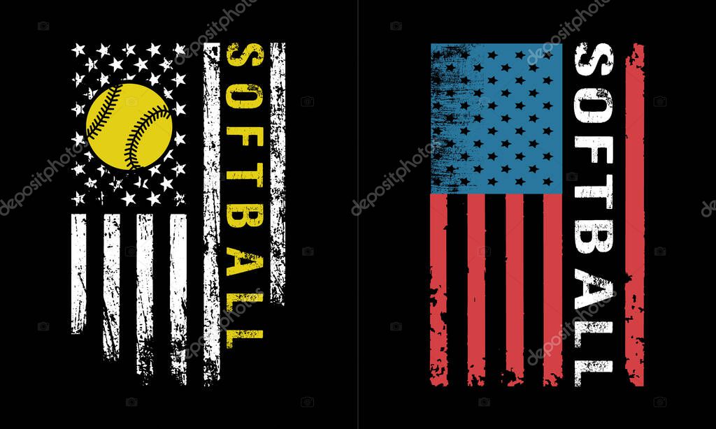 USA Flag Softball Design