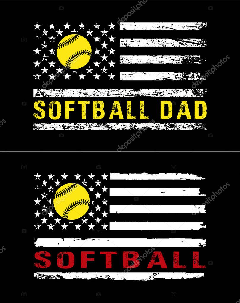 Softball Design With USA Flag