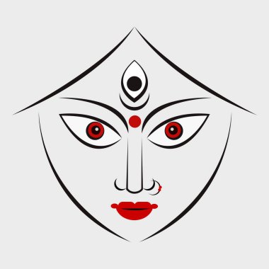 Durga Puja festivali için Tanrıça Durga 'nın yüzünün resmi