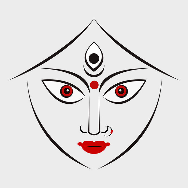 Illustration of Goddess Durga's face for Durga Puja festival