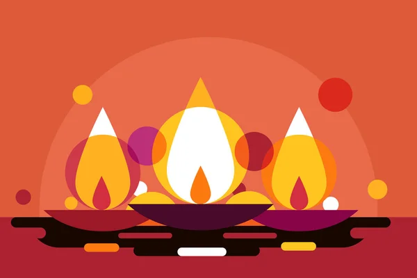 Illustration Des Lampes Huile Lumineuses Festival Diwali — Image vectorielle