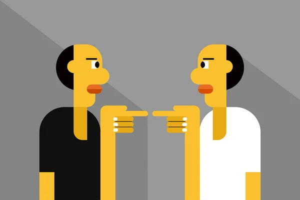 Illustration Zweier Menschen Die Sich Gegenseitig Die Schuld Geben — Stockvektor
