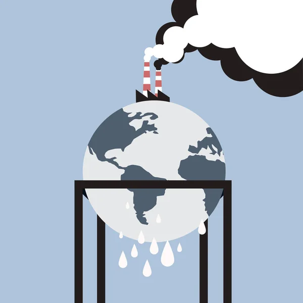 Země Vypouští Skleníkové Plyny Továren Koncepce Globálního Oteplování — Stockový vektor