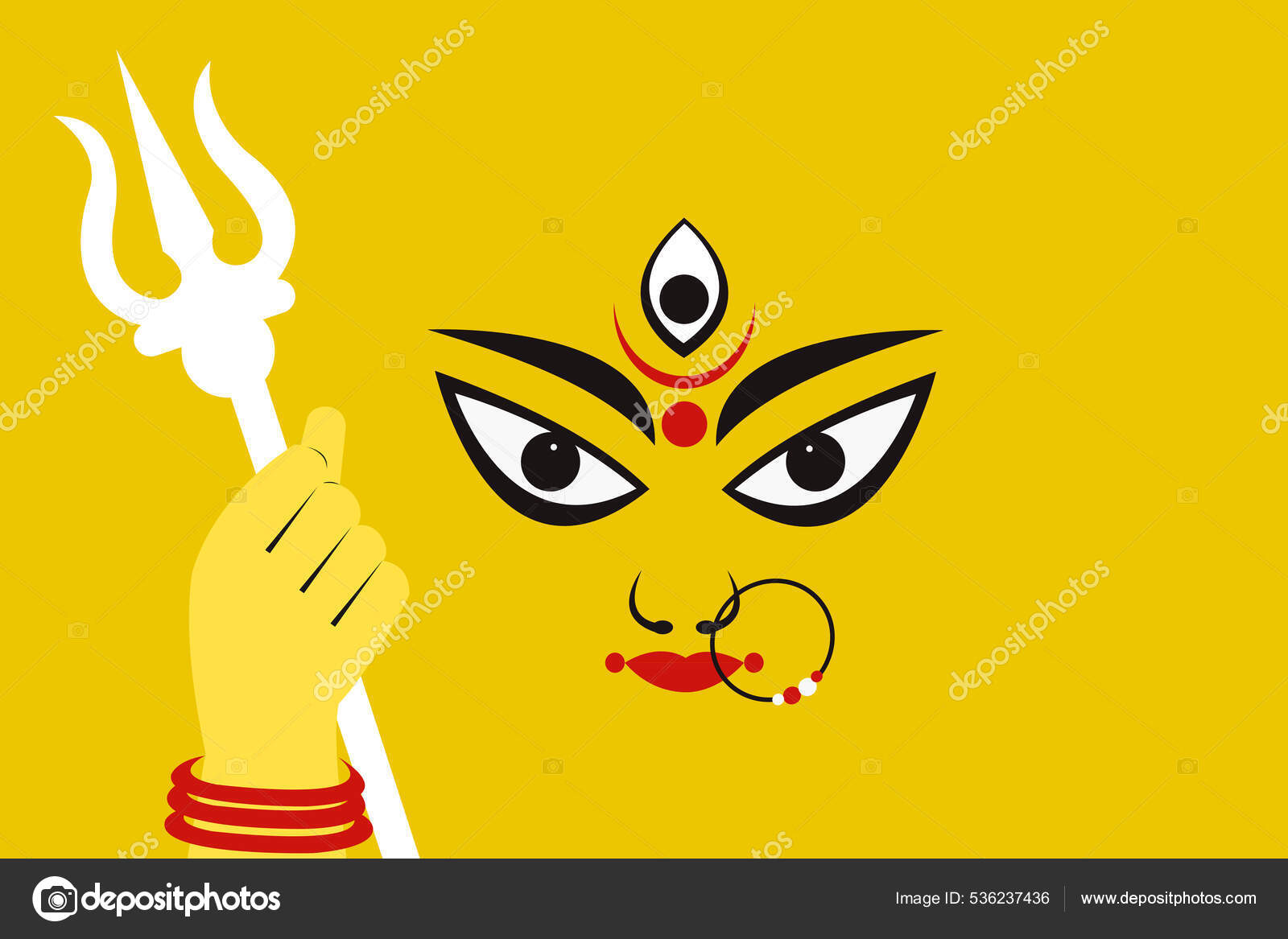 Ilustração Deusa Durga Face Para Festival Puja Durga Vetor de ©ajijchan  536237436, image size:1600x1167