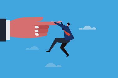 yönetici işadamı asılıyor parmak, vektör çizimi tasarımı