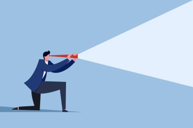 Teleskop kullanan işadamı, vektör illüstrasyon tasarımı