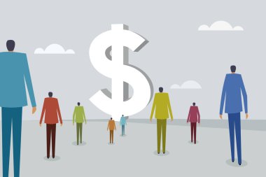 Dolar işareti ve işadamları vektör illüstrasyonu