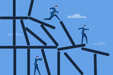 Yönetici işadamları sütunlardan düşüyor, vektör illüstrasyon tasarımı