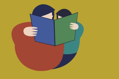 Anne ve çocuk vektör illüstrasyonunu okuyor