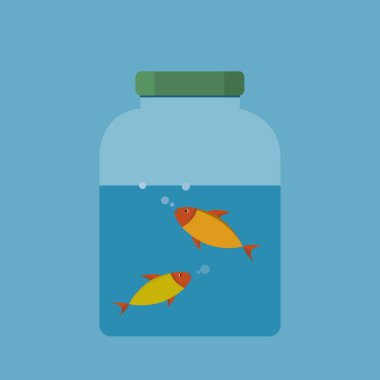 şişe vektör illüstrasyonunda balık