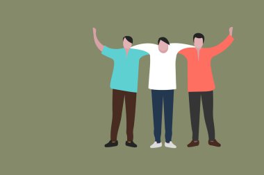 elleri havada ve mutlu bir grup insan, vektör illüstrasyonu