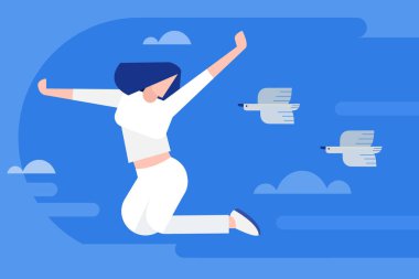 kız atlama vektör illüstrasyonu