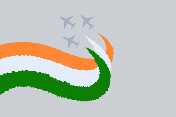 Μαχητικά Αεροσκάφη Εξαπλώνουν Χρώματα Της Ινδικής Σημαίας Έννοια Για Την — Διανυσματικό Αρχείο