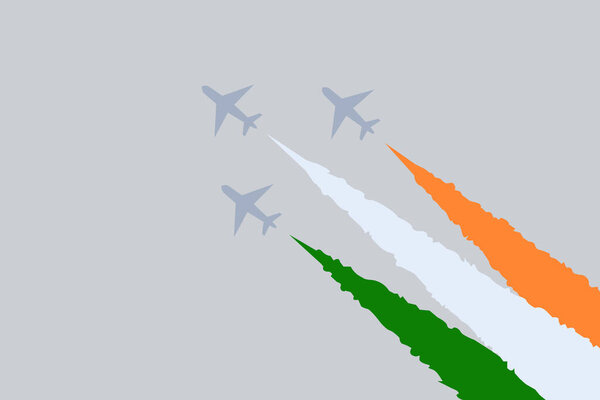 Боевые самолеты распространяют цвета индийского флага. Концепция Дня Республики Индия.