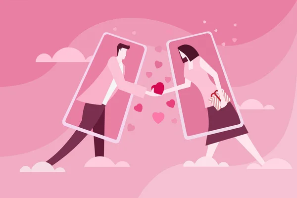 Płaska Ilustracja Romantycznej Pary Koncepcja Walentynek — Wektor stockowy