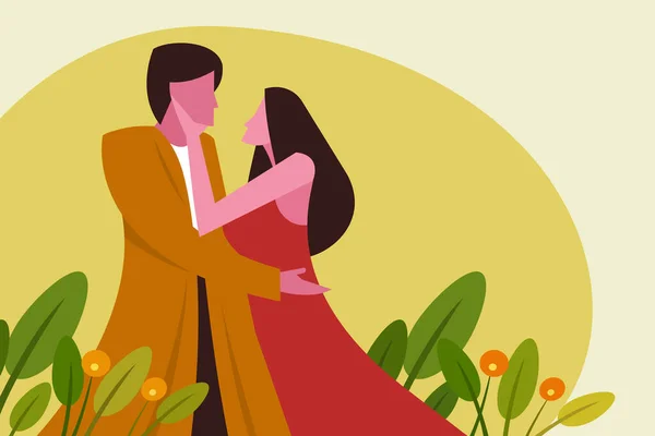 Happy Romantic Couple Vector Illustration Design — 图库矢量图片