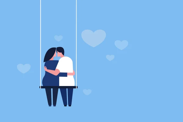 Flat Illustration Romantic Couple Valentine Day Concept — 图库矢量图片
