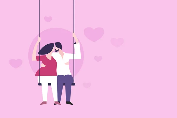 Flat Illustration Romantic Couple Valentine Day Concept — 图库矢量图片