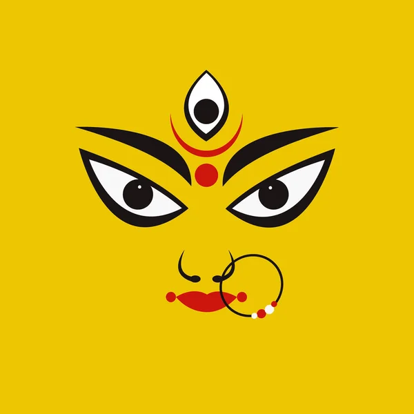 Illustration Gudinnan Durga Ansikte För Durga Puja Festival — Stock vektor