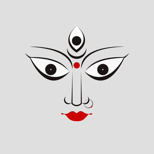 Illustration of Goddess Durga face for Durga Puja Festival
