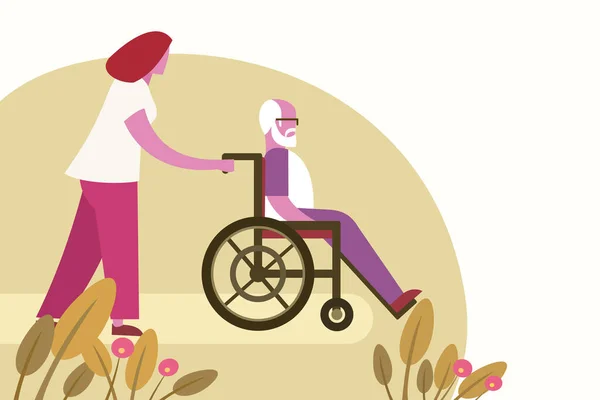 Ασθενής Απεικόνιση Φορέα Αναπηρικής Πολυθρόνας — Διανυσματικό Αρχείο