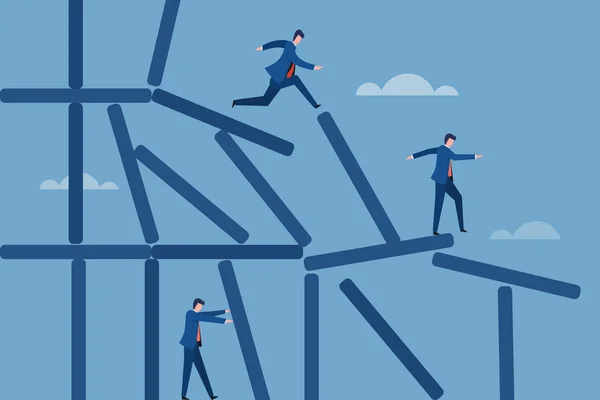 Executive Businessmen Falling Pillars Vector Illustration Design — Stock Vector