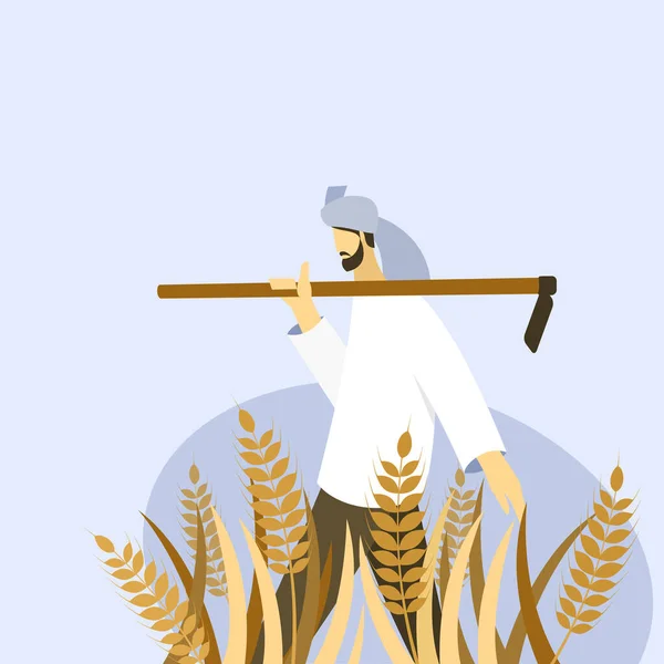 Фермер Пшеничному Полі Векторні Ілюстрації — стоковий вектор