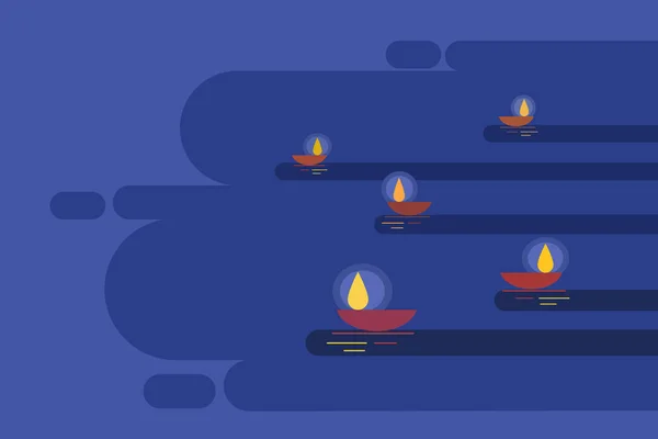 Lâmpadas Festival Diwali Chamas Design Ilustração Plana — Vetor de Stock