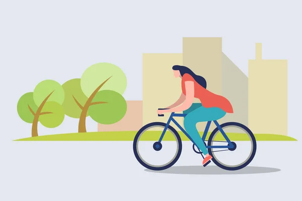 Jovem Homem Andar Bicicleta Parque Vetor Ilustração Design — Vetor de Stock