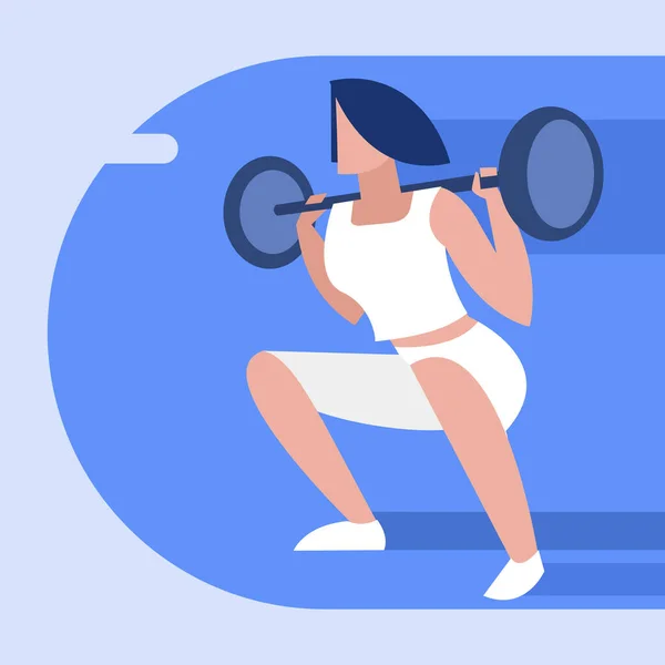 Girl Gym Making Squats Vector Illustration — 스톡 벡터