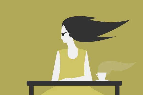 Mädchen Mit Kaffee Vektor Illustration — Stockvektor
