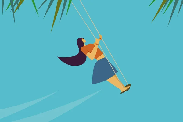 Chica Swing Vector Ilustración — Vector de stock