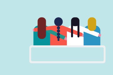 Vektör illüstrasyonuna oturan kızlar