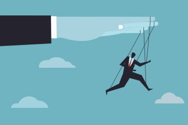 Büyük el işadamını manipüle ediyor, vektör çizimi tasarımı