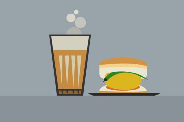 Gri zeminde izole edilmiş bir bardak Hint çayı. 