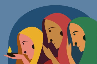 Hintli kadınların yüzleri, basit vektör çizimi