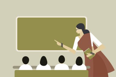 Öğretmen öğrenciler sınıf vektör illüstrasyonu