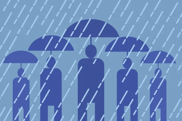 Muž Žena Deštníkem Dešťovým Mrakem — Stockový vektor