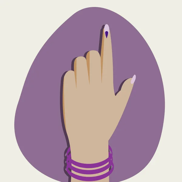 Indian Woman Hand Showing Voting Mark — 图库矢量图片