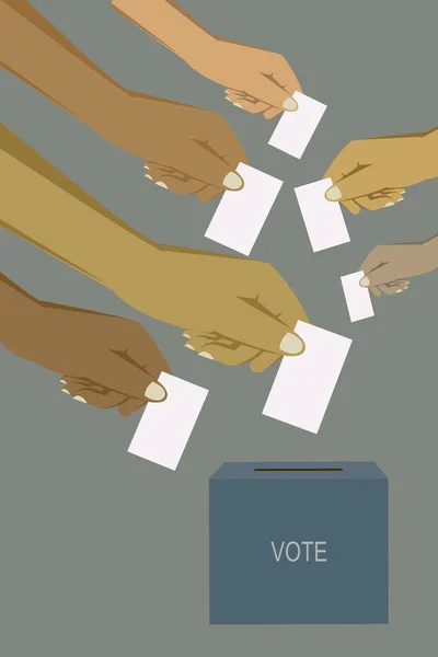 Grupo Dedos Com Mancha Eleitoral Conceito Para Votar Nas Eleições — Vetor de Stock