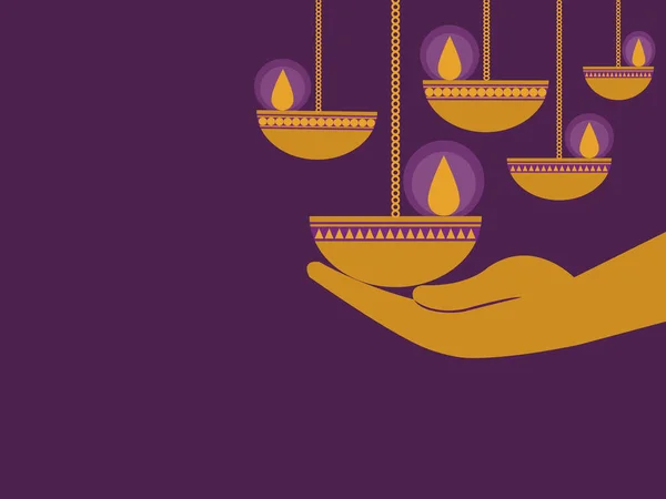 Diwali Festival Işıklarının Vektör Illüstrasyonu — Stok Vektör