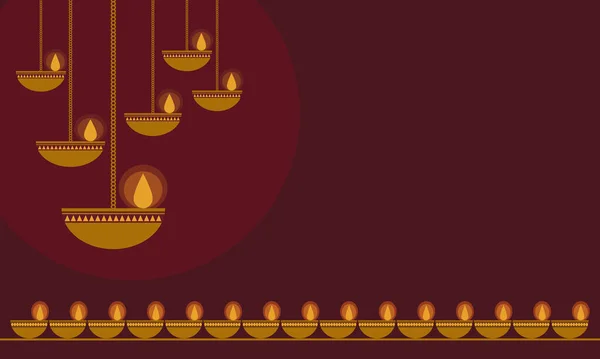 Diwali Festival Işıklarının Vektör Illüstrasyonu — Stok Vektör