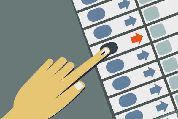 Voto Das Mãos Uma Máquina Votação Eletrônica — Vetor de Stock