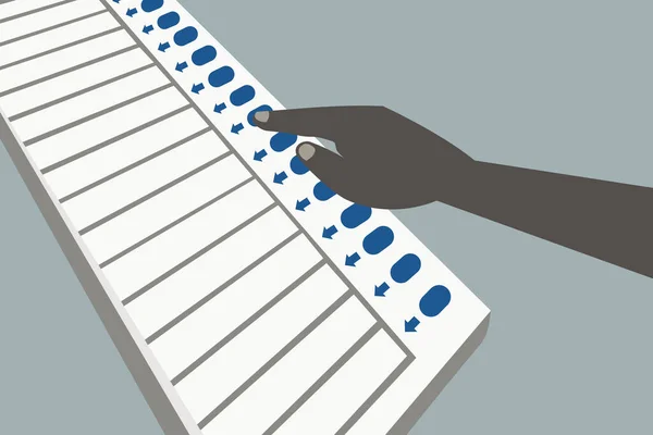 Voto Con Mani Gettate Una Macchina Voto Elettronica — Vettoriale Stock