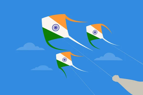 Χάρτες Χρώματα Ινδικής Σημαίας Πετούν Στον Ουρανό — Διανυσματικό Αρχείο