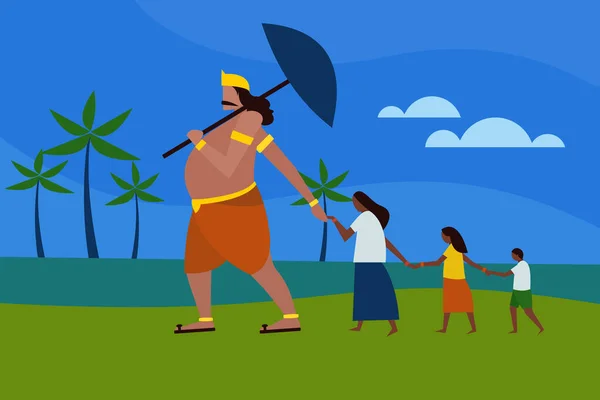 Mahabali Benedizione Bambini Piccoli Concetto Festival Onam Del Kerala India — Vettoriale Stock