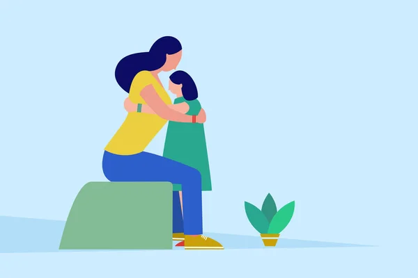 Μητέρα Αγκαλιάσει Την Κόρη Της Διανυσματική Εικονογράφηση Σχέδιο — Διανυσματικό Αρχείο